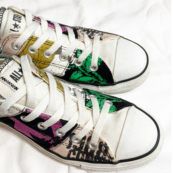 Converse ALL star unicorn colorful metallic low top sneakers. Sz M6 W8 like new - Picture 3 of 15